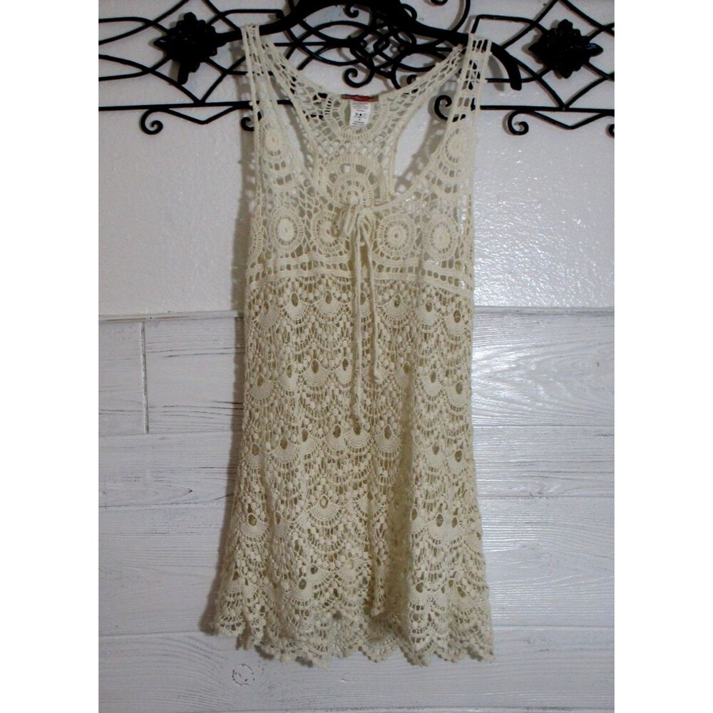 Body Central Cover Up Women's Top Size L Sleeveless Beige Scoop Neck